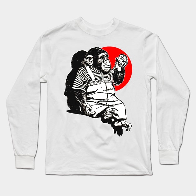 Little monkey sitting and well dressed Long Sleeve T-Shirt by Marccelus
